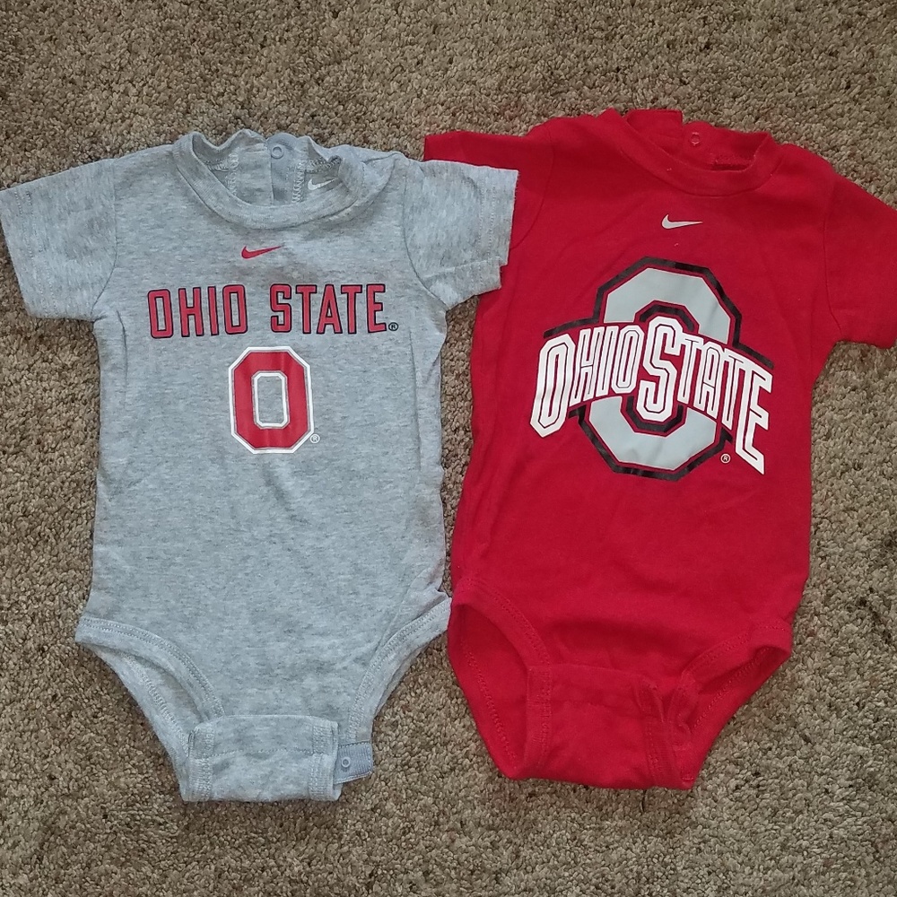 Pair of Nike Ohio state onesies.